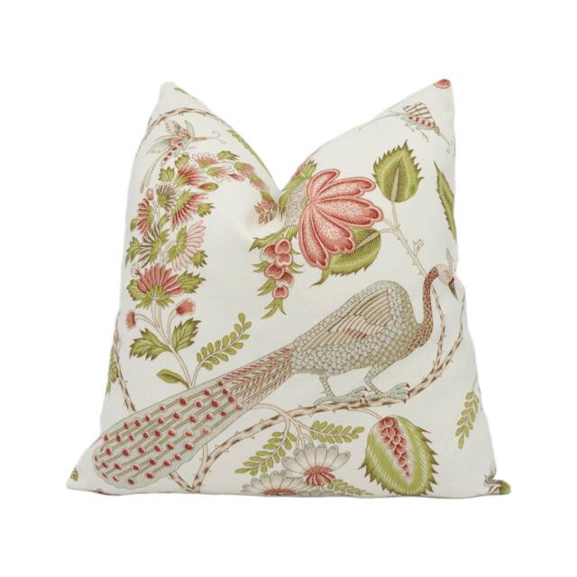 Schumacher - Campagne Mineral/Rose Lush Lively French Floral Designer Cushion Cover Handmade Throw Pillow Home Decor - image 1