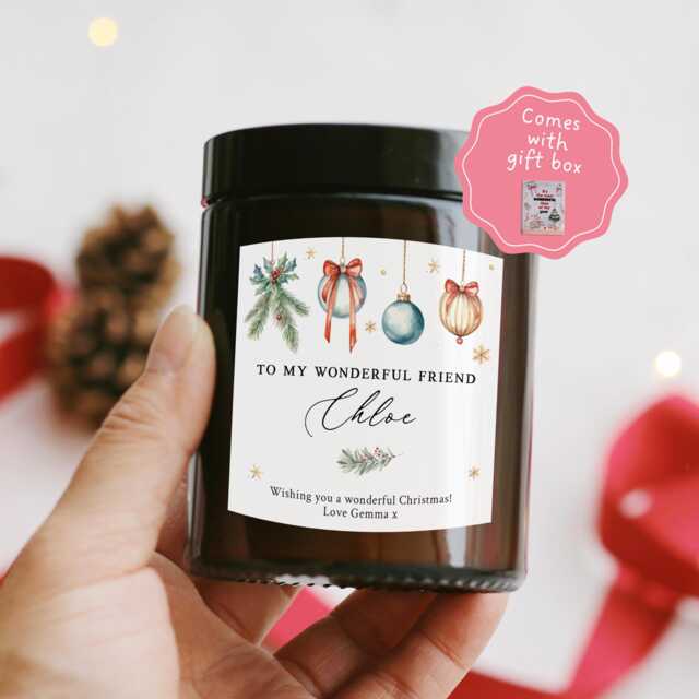 Christmas Gift For Her Friends Bestie Bride To Be - Personalized Secret Santa Candles Colleague Coworker Work - image 1