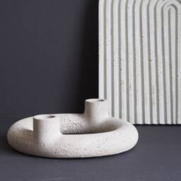 Candlestick, Candle Holder, Wreath Made Of Concrete, For Dip Dye Candles, Scandinavian, Nordic, Minimal - thumbnail 2