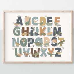 Dinosaur Alphabet Print Horizontal, Poster, Educational Playroom Prints, Neutral Kids Bedroom Wall Art - thumbnail 3