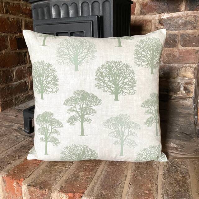 532. Handmade Green Trees, 100% Cotton Cushion Cover, Various Sizes