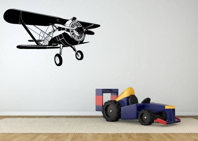 Airplane Blue Sky Flying Clouds Aircraft Helicopter Jet Play Time Baby's Room Diy Wall Stickers Decals Vinyl Mural Decor Art Vg115 - image 1