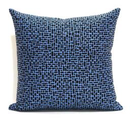 Black & Blue Geometric Throw Pillow Cover Modern Upholstery Fabric Pillowcase Square Lumbar - thumbnail 1