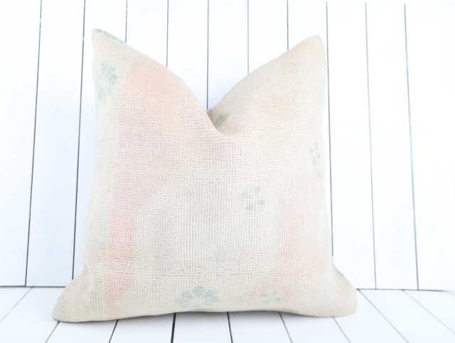 Vintage Turkish Kilim Pillow Cover 24x24 Inch, Handmade Home Decor - image 1
