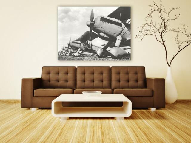 Vintage Airplane Print Black & White Military Aviation Wall Art - image 1