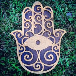 Two-Tone Golden Oak & Walnut Wood Hamsa Wall Art