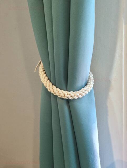 Chunky Macrame Curtain Tiebacks Handmade 100% Cotton Rope - Set Of 2 - image 1