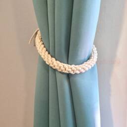 Chunky Macrame Curtain Tiebacks Handmade 100% Cotton Rope - Set Of 2 - thumbnail 2