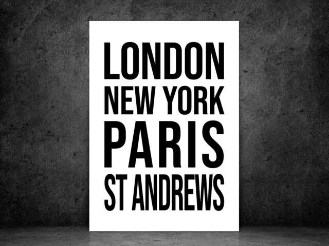 st Andrews Iconic Bold Town Scotland Print Poster - Scotland Gift Bespoke A5 A4 A3 Framed Or Unframed - image 1