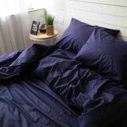 100% Cotton Pillowcase in Dark Blue. Handmade Pillow Case Organic Slip Cover Natural Custom Sham European Us Sizes