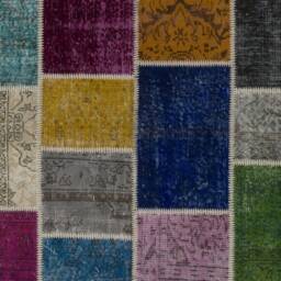 5' X 8' Multicolor Handmade Turkish Patchwork Rug, Soft Colors - thumbnail 4