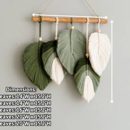 Macrame Leaves, Kids Room Decor, Boho Tapestry, Woven Wall Art, Wedding Backdrop, Forest Nursery, Tropical Eclectic Gallery L43 - thumbnail 3