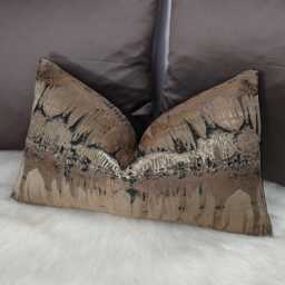 Glamorous Luxury Cushion Cover New Home Moroccan Style Bronze & Black Inca Fabric Designer Handmade Pillow Sham Throw Rectangular - thumbnail 2