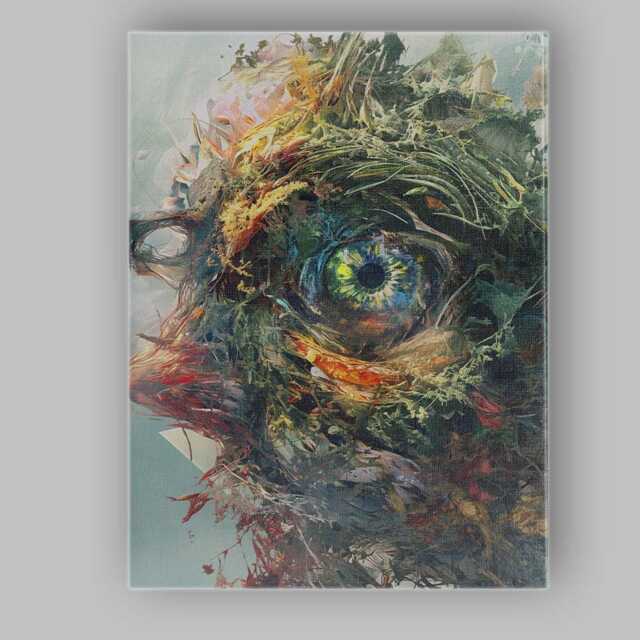 Nature Spirit Woodland Eye Fantasy Mixed Media Portrait Canvas Wall Art Print Decor Picture Ready To Hang - image 1