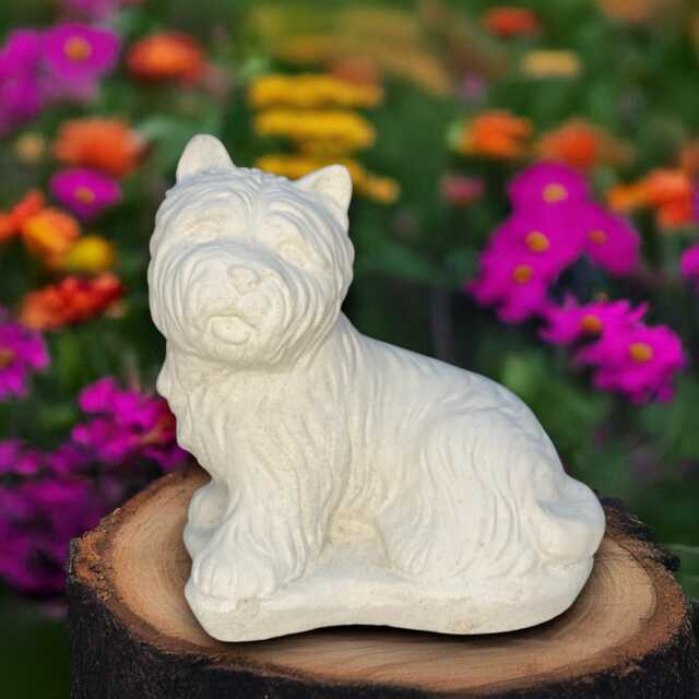 Concrete Westie Dog Statue Outdoor White Sculpture Stone Yorkshire Terrier Figurine Memorial Yorkie Decoration Handmade Art - image 1