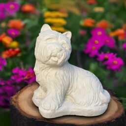 Concrete Westie Dog Statue Outdoor White Sculpture Stone Yorkshire Terrier Figurine Memorial Yorkie Decoration Handmade Art - thumbnail 2