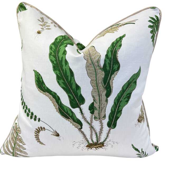 Gp & J Baker Ferns Luxury Designer Decorative Green Beige Cushion Throw Pillow Cover - image 1