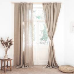 Rustic Linen Curtain Tie-Back Natural Linen, Boho Window Decor - thumbnail 3