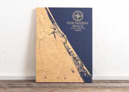 New Smyrna Beach, Florida Map - Engraved Wood Coastal Wall Art Sign, Beach House Home Decor Nautical Print, Unique Personalized Family Gift