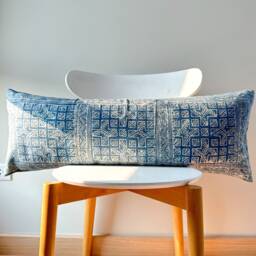 Indigo Dot Block Print Mudcloth Hmong Pillow Case - thumbnail 2