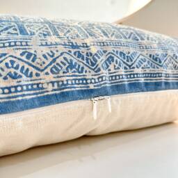 Indigo Dot Block Print Mudcloth Hmong Pillow Case - thumbnail 3