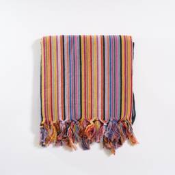 Colorful Cotton Linen Towel, Pink Orange Yellow Black Purple Striped Hand Made Bath Lightweight Turkish Beach Peshtemal - thumbnail 3