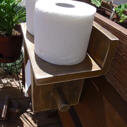 T-Paper Holder With Shelf Sturdy & Unique-All Reclaimed Wood-Extra Storage For 2 Rolls Or Air Freshener-A Great Conversation Piece - thumbnail 3