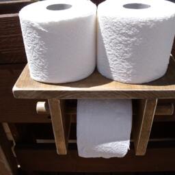 T-Paper Holder With Shelf Sturdy & Unique-All Reclaimed Wood-Extra Storage For 2 Rolls Or Air Freshener-A Great Conversation Piece - thumbnail 2