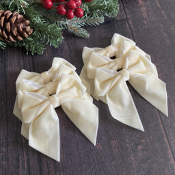 Cream Velvet Christmas Tree Bows, Bows For Tree, Decorations, Cream Sr028 Cream, 4 Inch