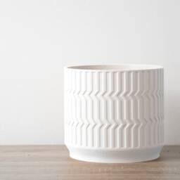 "Mabel Planter With Drainage & Saucer in White, Boho 3D-Printed Plant Pot, Small To Large Sizes 4"" 5"" 6"" 7"" 8" - thumbnail 3