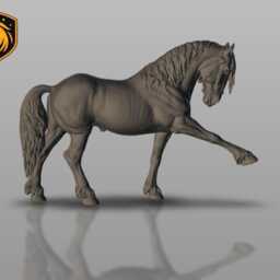 Friesian Horse With Bridle - Collected Trot Pose - Unpainted Resin Model - thumbnail 3