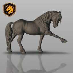 Friesian Horse With Bridle - Collected Trot Pose - Unpainted Resin Model - thumbnail 1