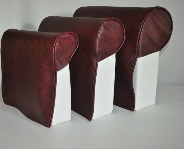 Oxblood Pair Faux Leather Queen Anne Style Antimacassar Sofa Chair Arm Cap Protectors - image 1