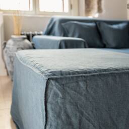 Linen Ottoman Slipcover - Custom Square Pouf Cover Without The Bottom Natural Foot Stool Case Eco-Friendly For Home - thumbnail 3