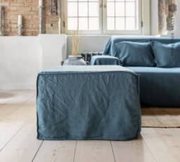 Linen Ottoman Slipcover - Custom Square Pouf Cover Without The Bottom Natural Foot Stool Case Eco-Friendly For Home