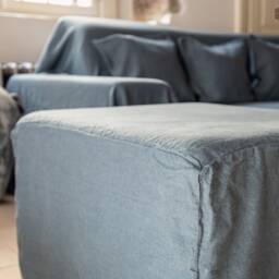 Linen Ottoman Slipcover - Custom Square Pouf Cover Without The Bottom Natural Foot Stool Case Eco-Friendly For Home - thumbnail 4