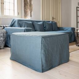 Linen Ottoman Slipcover - Custom Square Pouf Cover Without The Bottom Natural Foot Stool Case Eco-Friendly For Home - thumbnail 2