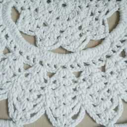 Crochet Half Circle Rug White Polyester Doily Rug - 22x40 Inches - thumbnail 3