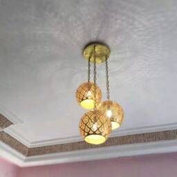 Moroccan Lamp - Ceiling With 3 Brass Balls Pendant Lamps Home Lampshades - thumbnail 2