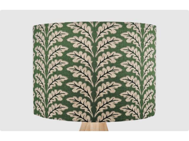 Deep Green Oak Leaf Lampshade Table Floor Lamp/Ceiling Pendant Small Medium Large 15cm 20cm 25cm 30cm 35cm 40cm UK Fabric Drum Light Shade - image 1