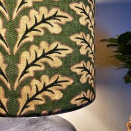 Deep Green Oak Leaf Lampshade Table Floor Lamp/Ceiling Pendant Small Medium Large 15cm 20cm 25cm 30cm 35cm 40cm UK Fabric Drum Light Shade - thumbnail 4