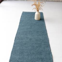 Runner Rug Petrol Blue 200 cm, Hallway Rug, Kitchen Runner Bathroom Cotton Bohemian Tapis De Passage - thumbnail 2