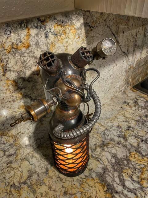 steampunk Android/Gas Mask Lamp - image 1