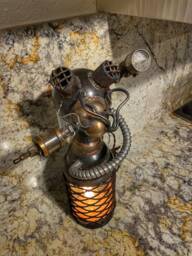 steampunk Android/Gas Mask Lamp