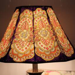 Mandala With Polkadot - Table Lamp Shade Large - Hand Painted Leather Lampshade-H-10, W-16 Inch - thumbnail 2