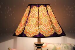 Mandala With Polkadot - Table Lamp Shade Large - Hand Painted Leather Lampshade-H-10, W-16 Inch - thumbnail 1