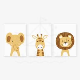 Set Of 3 Children's Safari Posters Lion, Giraffe, Elephant, Wall Decoration For Baby's Room, Savannah Poster, Baby Shower Gift - thumbnail 3