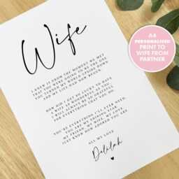 Personalised Wife Poem A4 Unframed Print Mothers Day Gift For Birthday Valentines Print Personalised - thumbnail 2