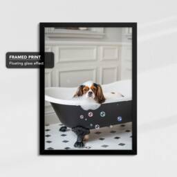 Cavalier King Charles Spaniel in The Bathtub Dog Pet Abstract Modern Painting Wall Art Framed Canvas Poster Print, Home Kitchen Office Decor - thumbnail 2