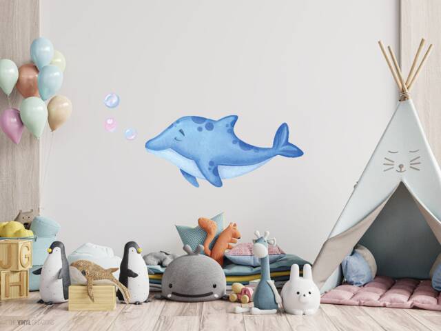 Dolphin Wall Sticker - Ocean World Decal Sea Nursery Decor Watercolour Art Kids Room Decals Thevinylcreations - image 1